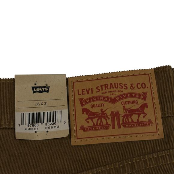 Levis 94 Baggy Pants Womens Sz 26 Tan Corduroy Straight Leg Mid Rise Hipster NWT - Picture 4 of 11